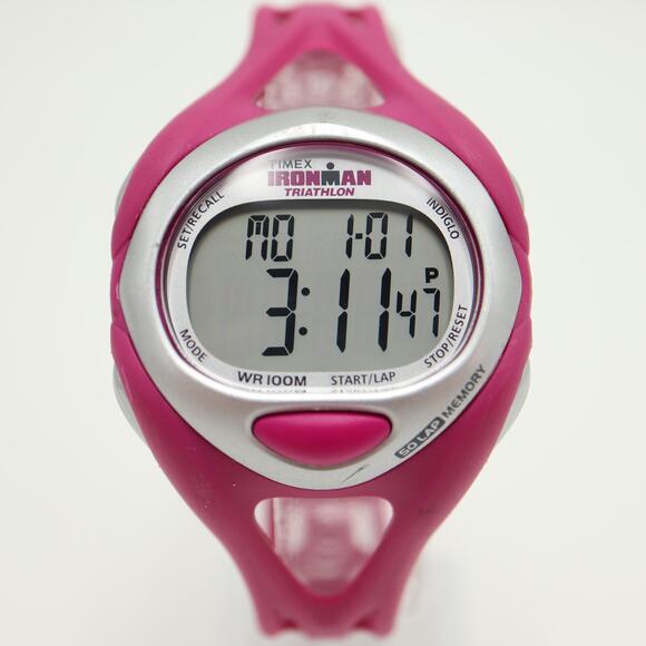 Timex Ironman Triathlon Womens Digital Watch 40mm Pink 50 Lap w New Battery - Picture 5 of 11